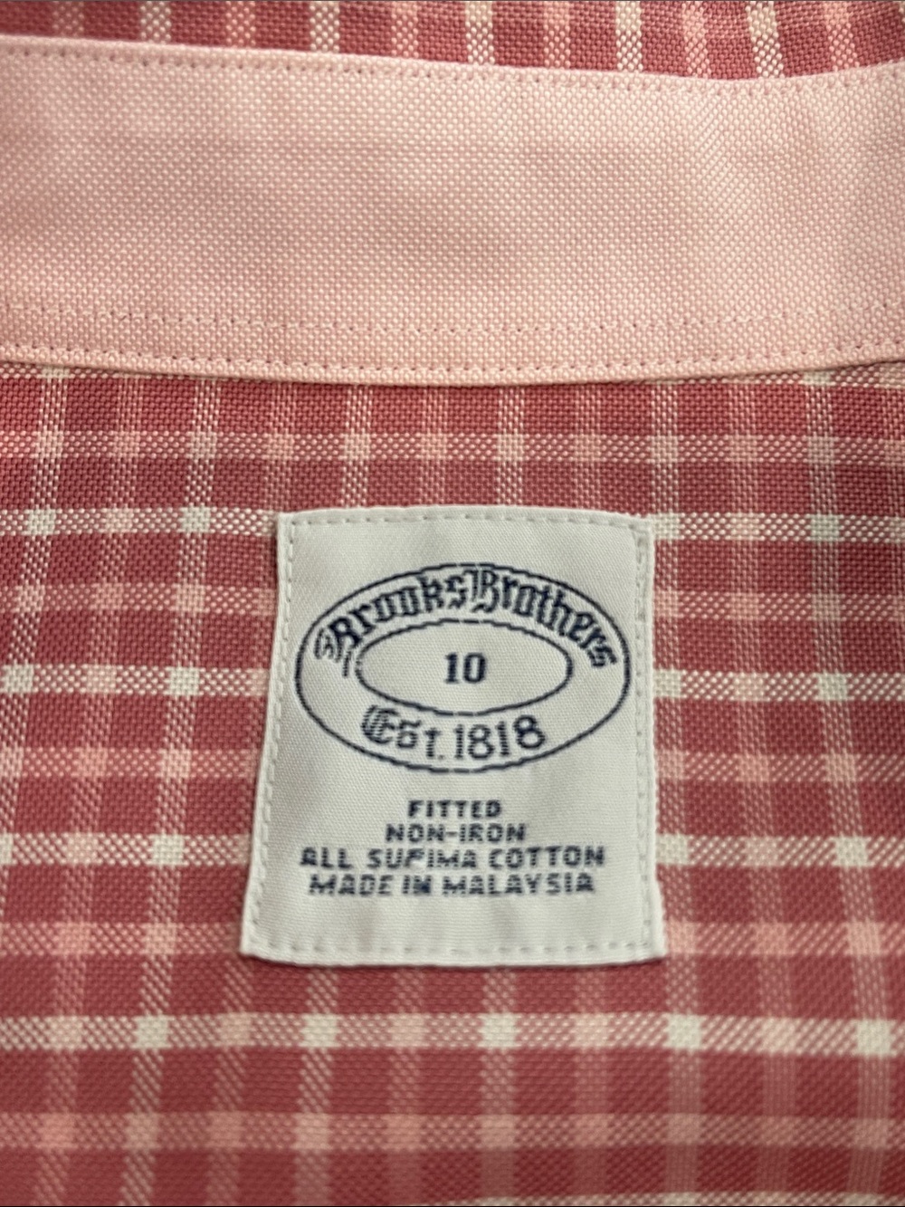 Brooks Brothers Preppy Pink and White Gingham Button Down Shirt Size 10 - Picture 9 of 10